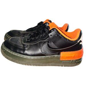 Black & Orange Nike Air Force 1's Women's 7.5 Shadow SE Black Hyper Crimson